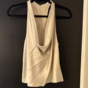 Cream Draped Sleeveless 100% Top